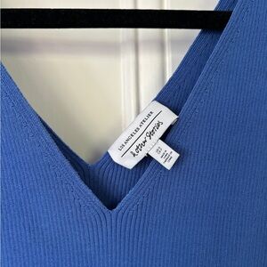 Blue Knit V Neck Tank